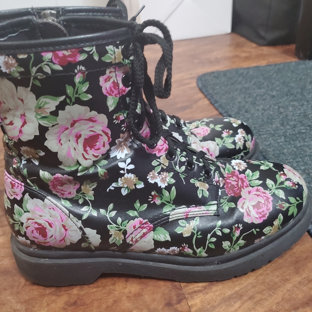 Floral Combat Boots
